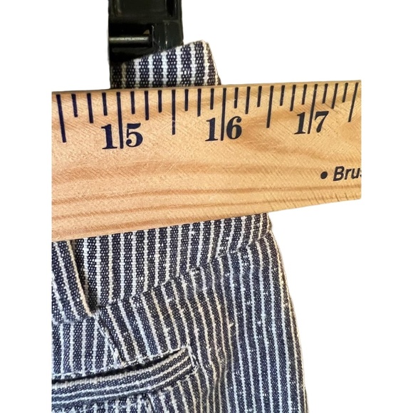 Altuzarra Blue White Pinstripe Patch Pockets Above Knee Pencil Skirt Size 44 - Picture 10 of 12